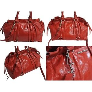 Miu Miu bag red leather shoulder handbag Miu